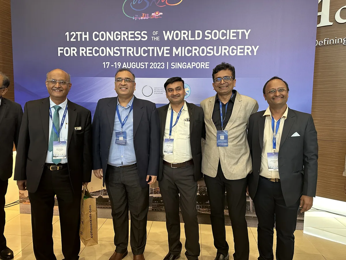 Dr. Arvind Patel with fellow delegates at the World Society for Reconstructive Microsurgery congress, Singapore, 2023